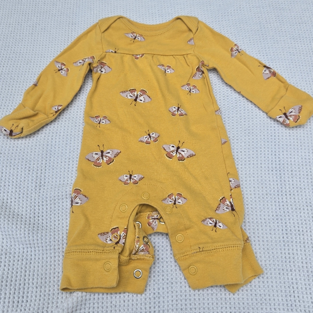 Yellow Butterfly Print Kids One Piece